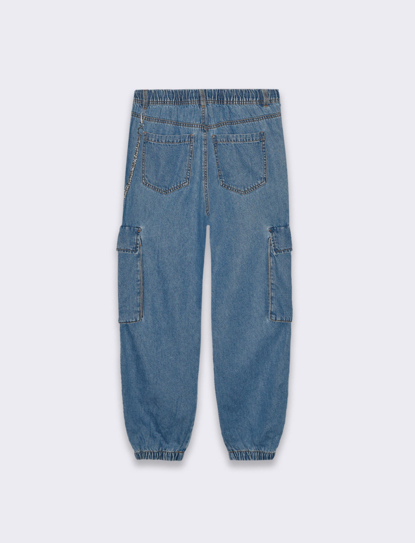Denim jogger cargo da donna - Denim chiaro