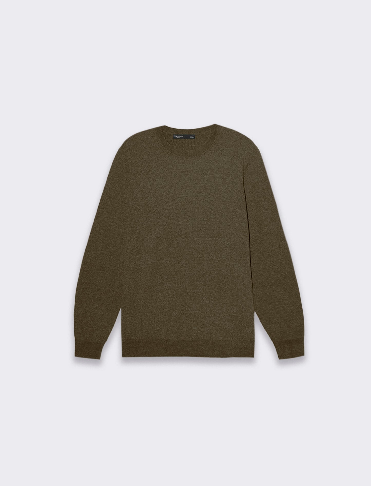 Maglia girocollo in ciniglia a coste, regular fit - Verde kaki