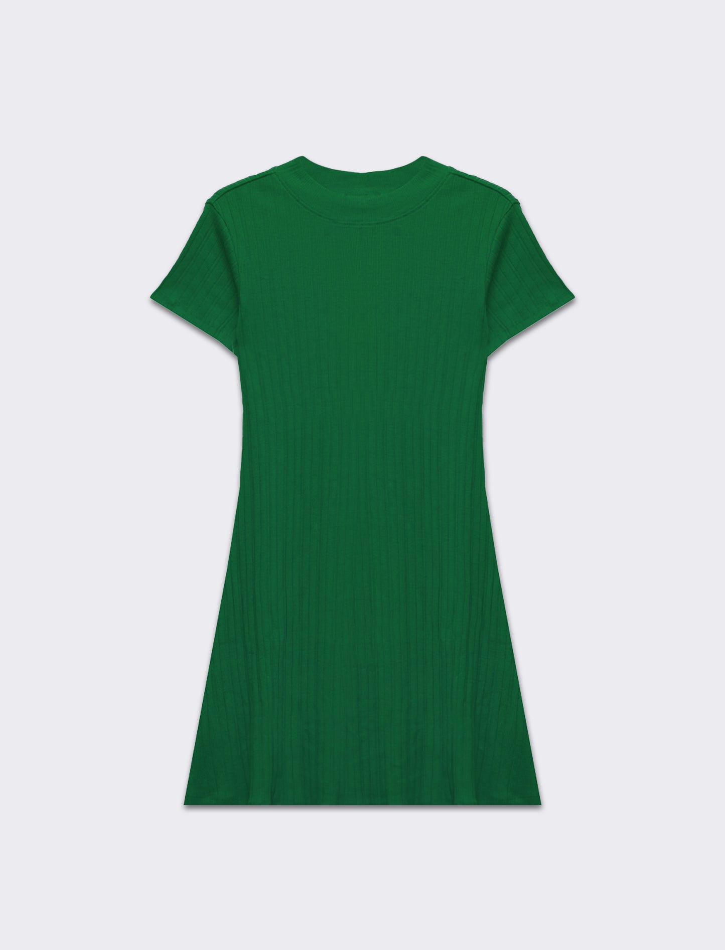 Vestito a coste svasato da donna - Verde prato
