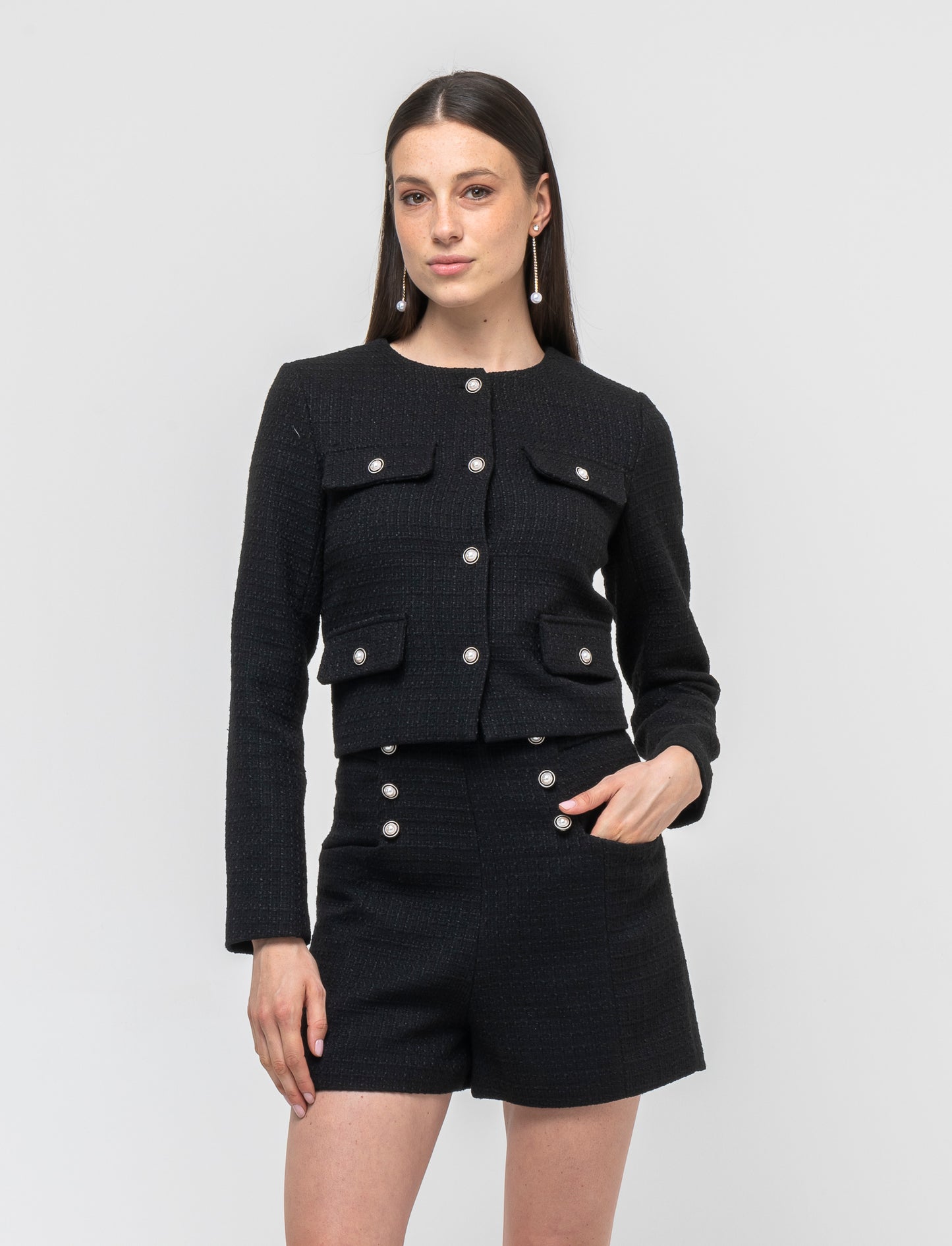 Giacca con bottoni gioiello da donna - Nero