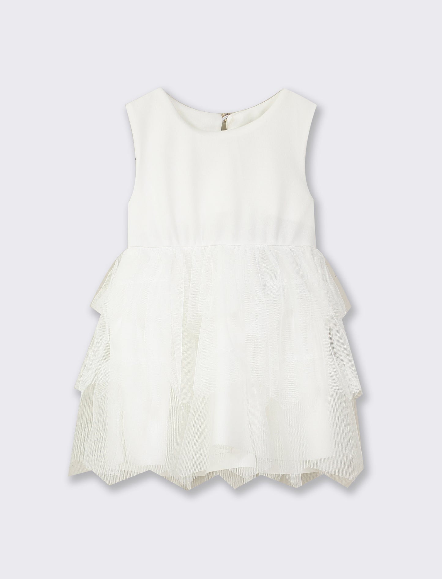 Chic Formal Dress with Tulle Insets - White