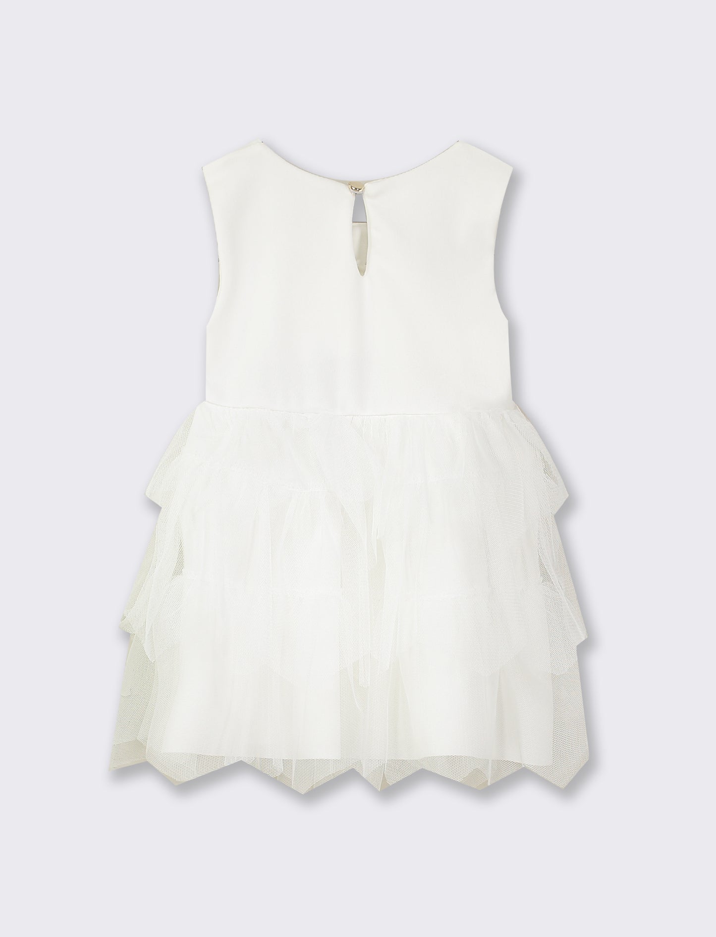 Chic Formal Dress with Tulle Insets - White