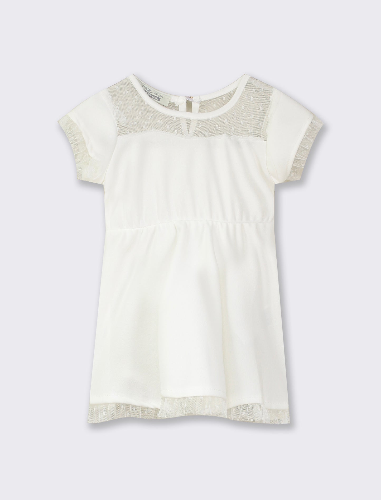 Abitino manica corta con inserti plumetisse - Bianco