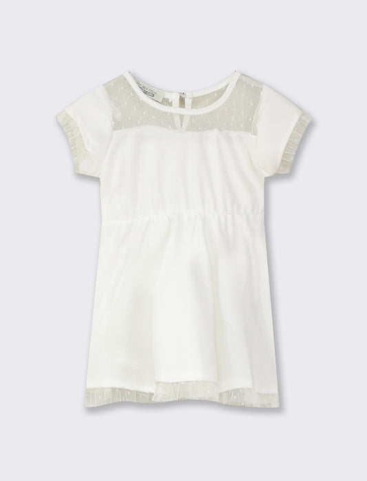 Abitino manica corta con inserti plumetisse - Bianco