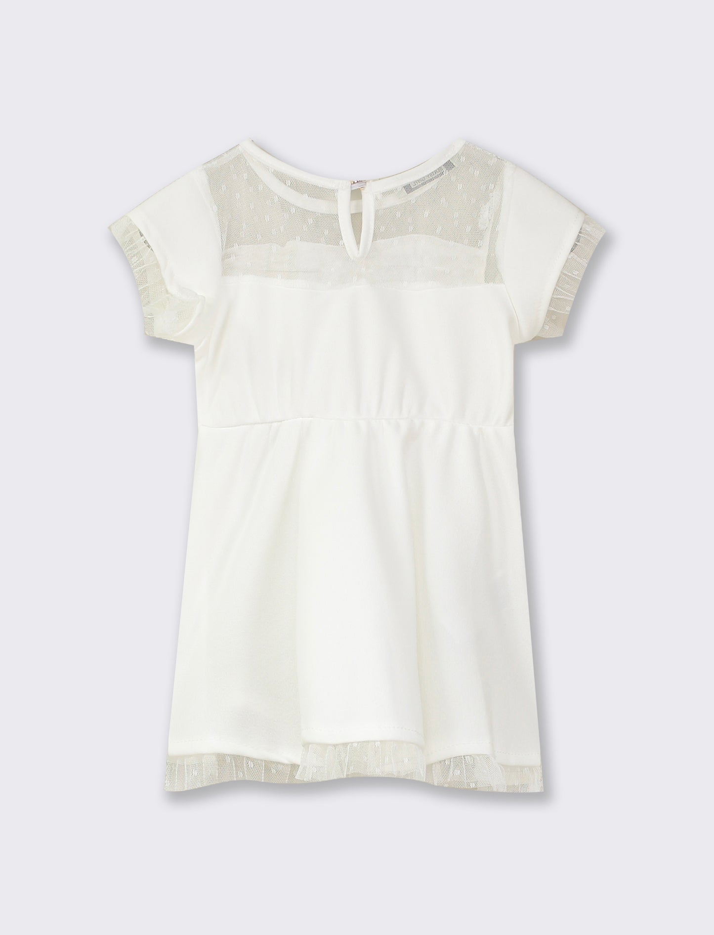 Abitino manica corta con inserti plumetisse - Bianco
