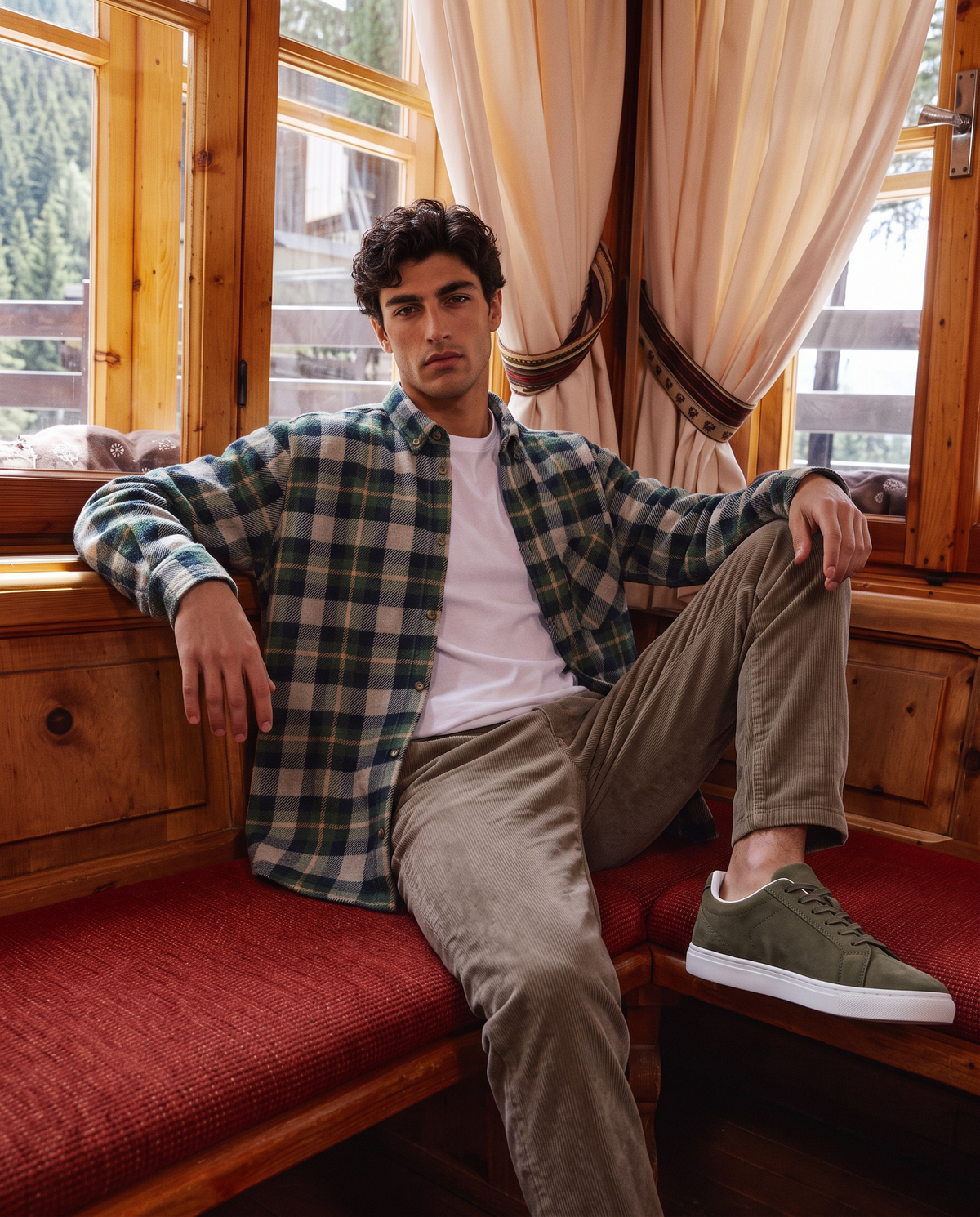 Corduroy Chino Pants - Green