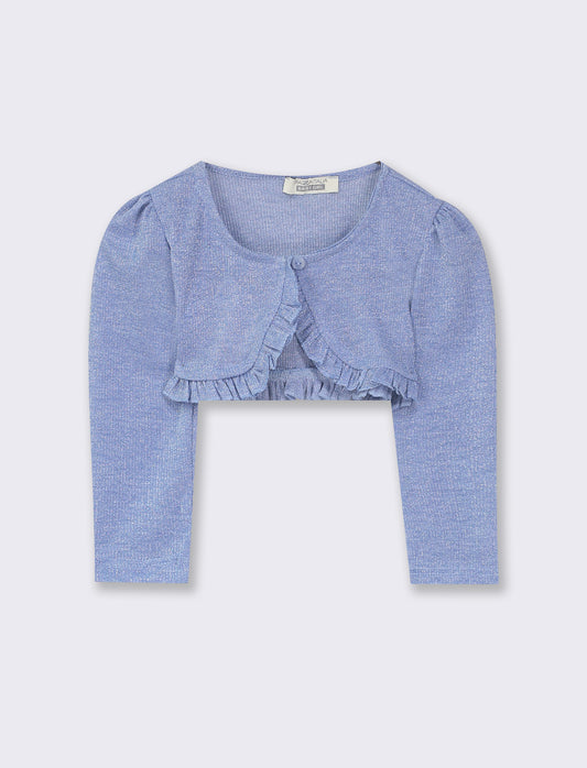 Stylish Ruffled Hem Cardigan - Sky blue