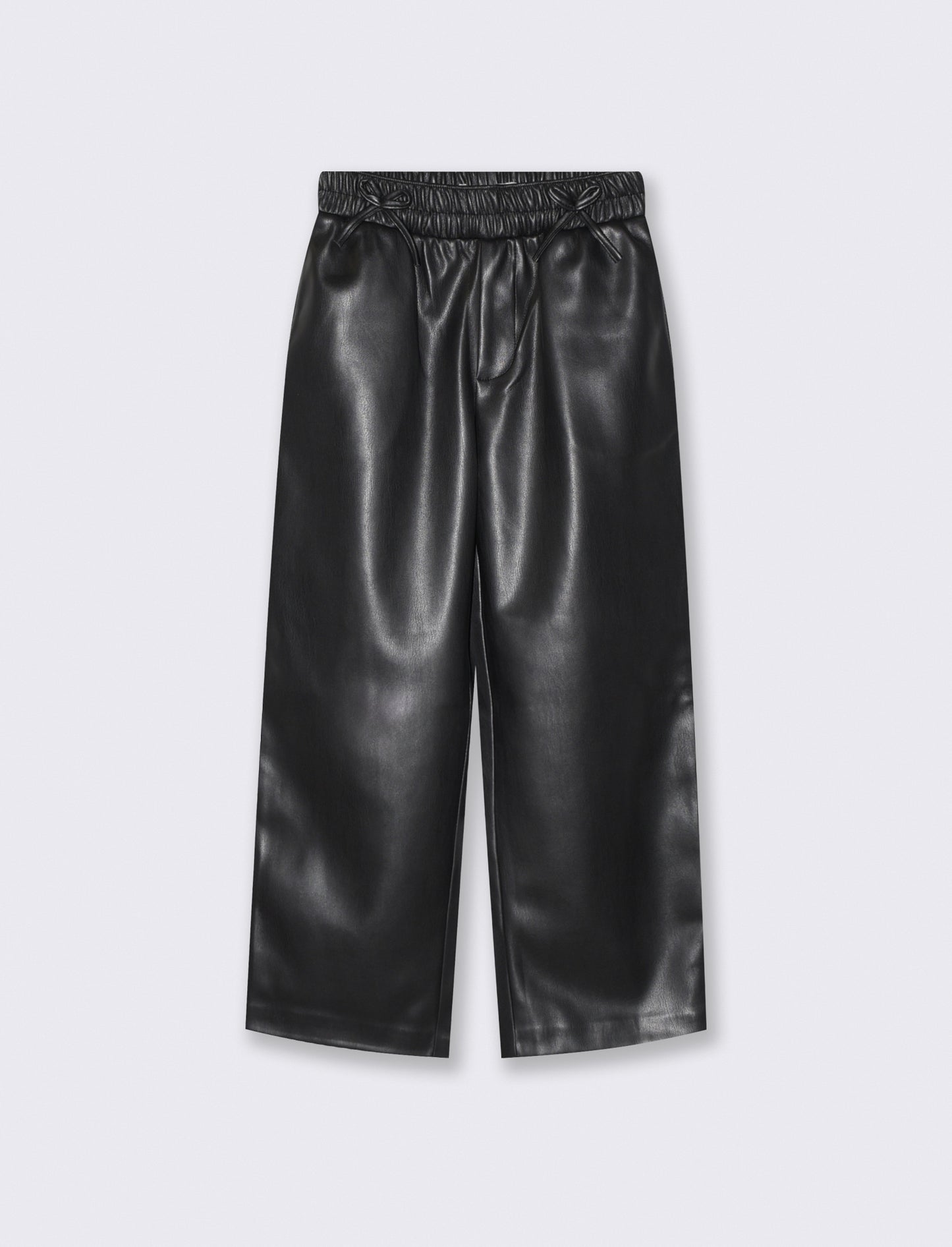 Wide leg faux leather pants with pockets - Black