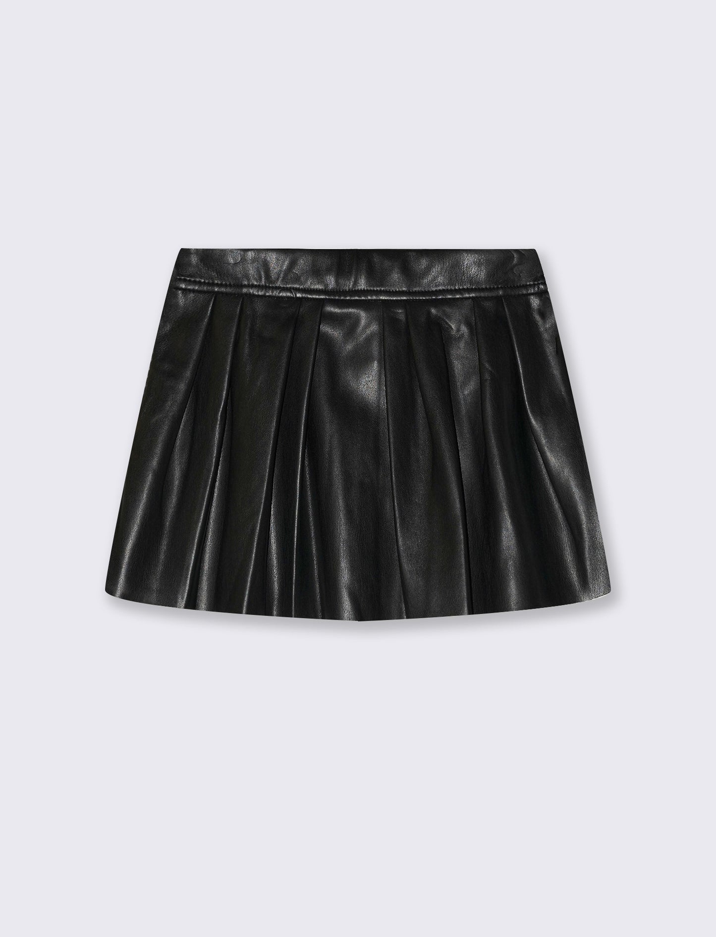 Pleated faux leather skirt with bows - Black
