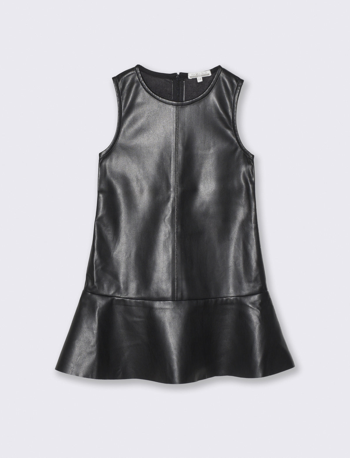 Sleeveless flared faux leather dress - Black