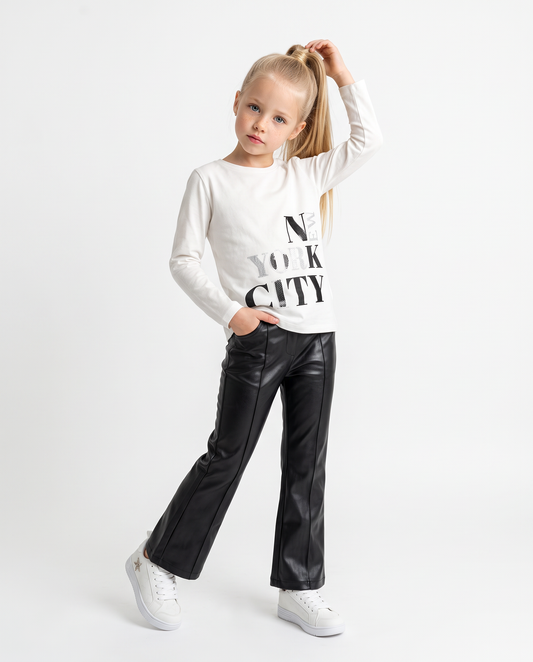 Glamorous faux leather flare fit leggings - Black