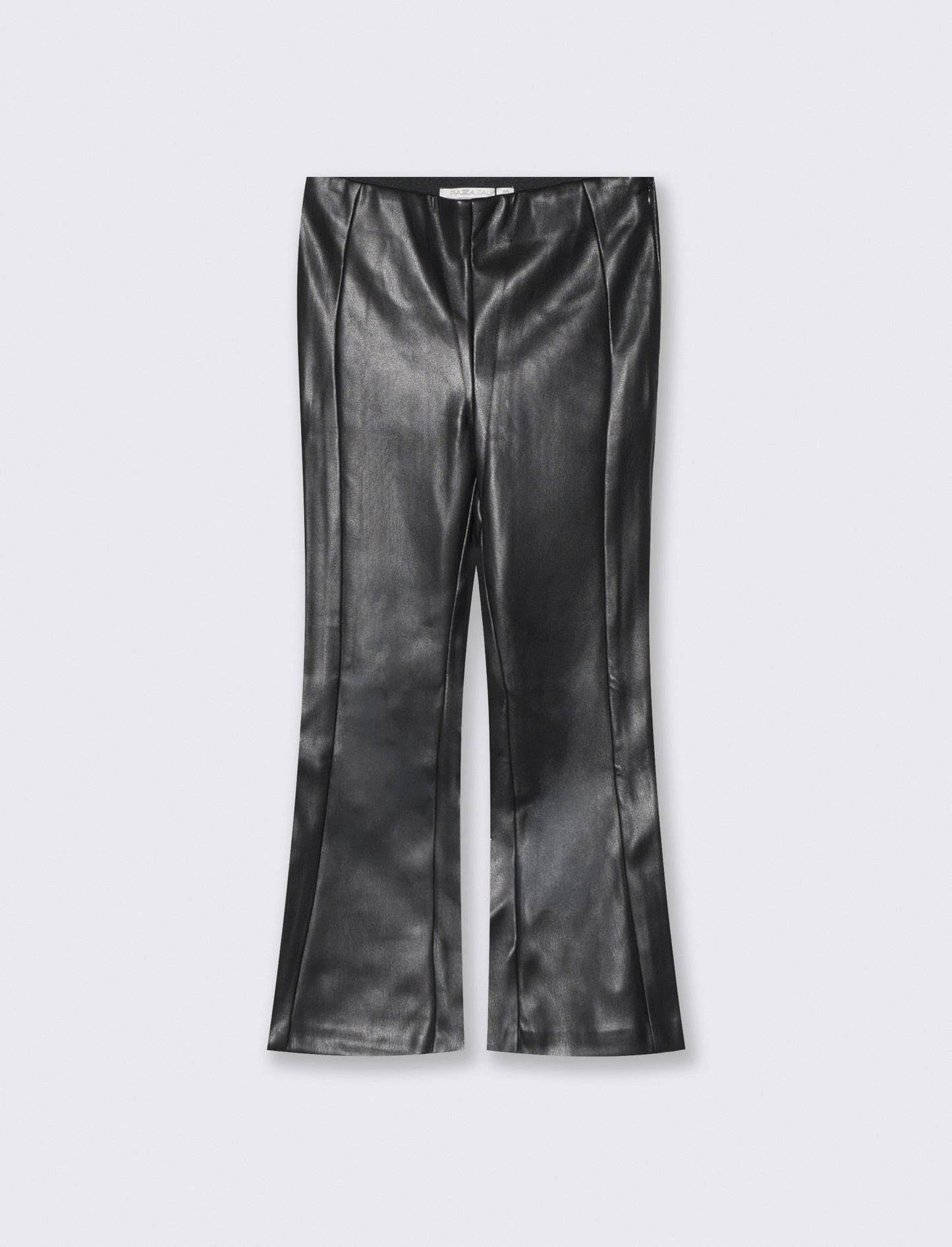 Leggings flare fit in finta pelle glamour - Nero