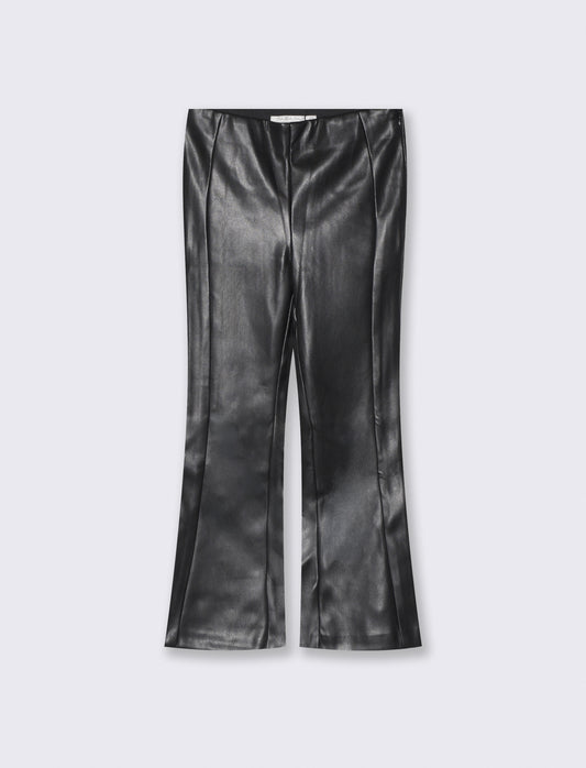Leggings flare fit in finta pelle glamour - Nero