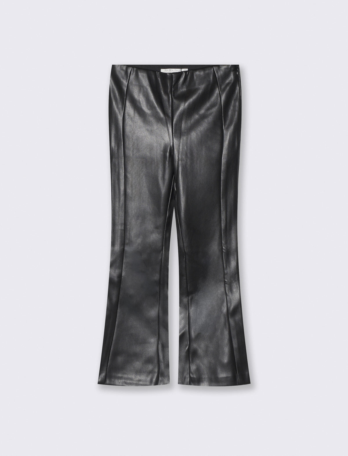 Leggings flare fit in finta pelle glamour - Nero