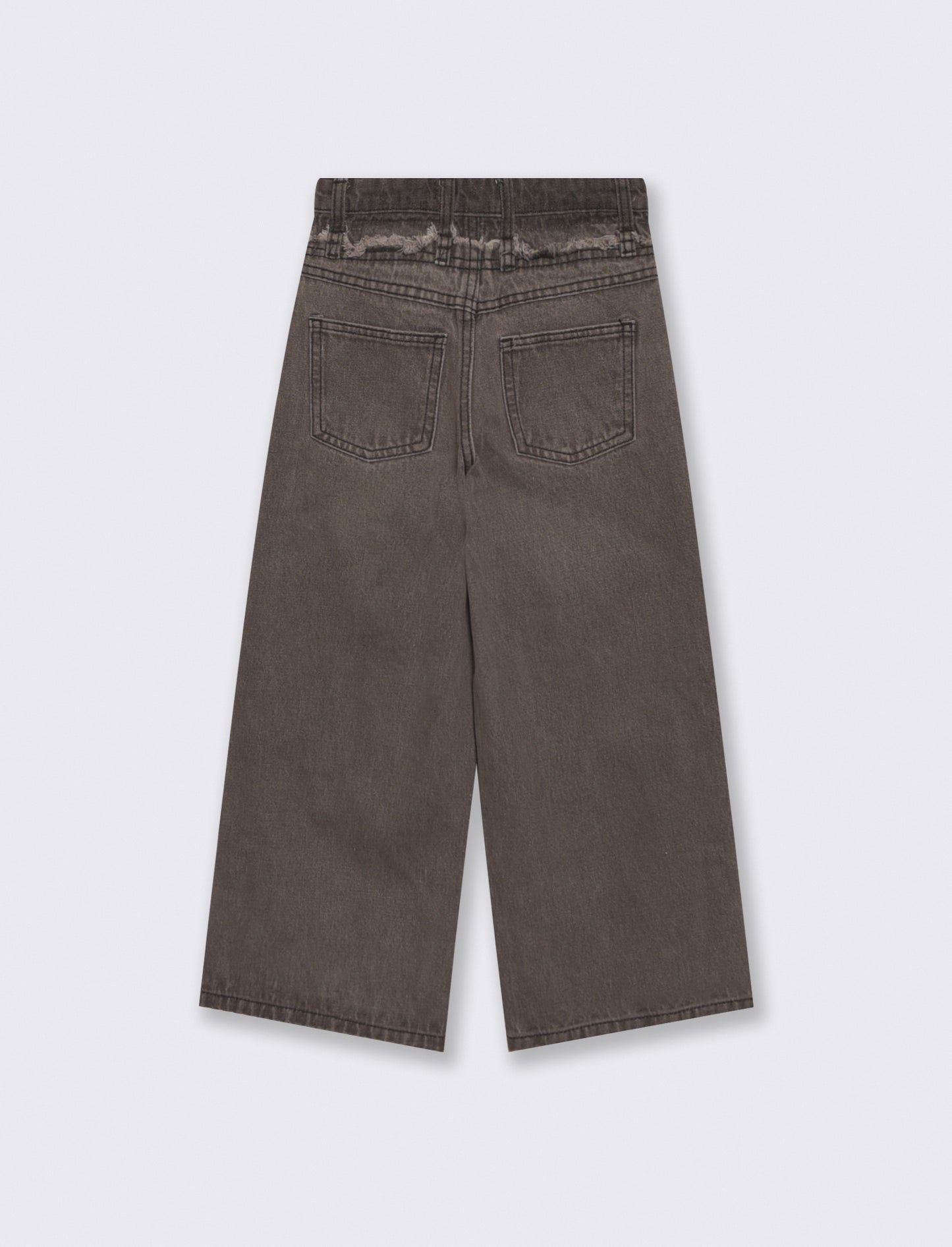 Jeans wide leg grigi con taglio sfrangiato - Nero