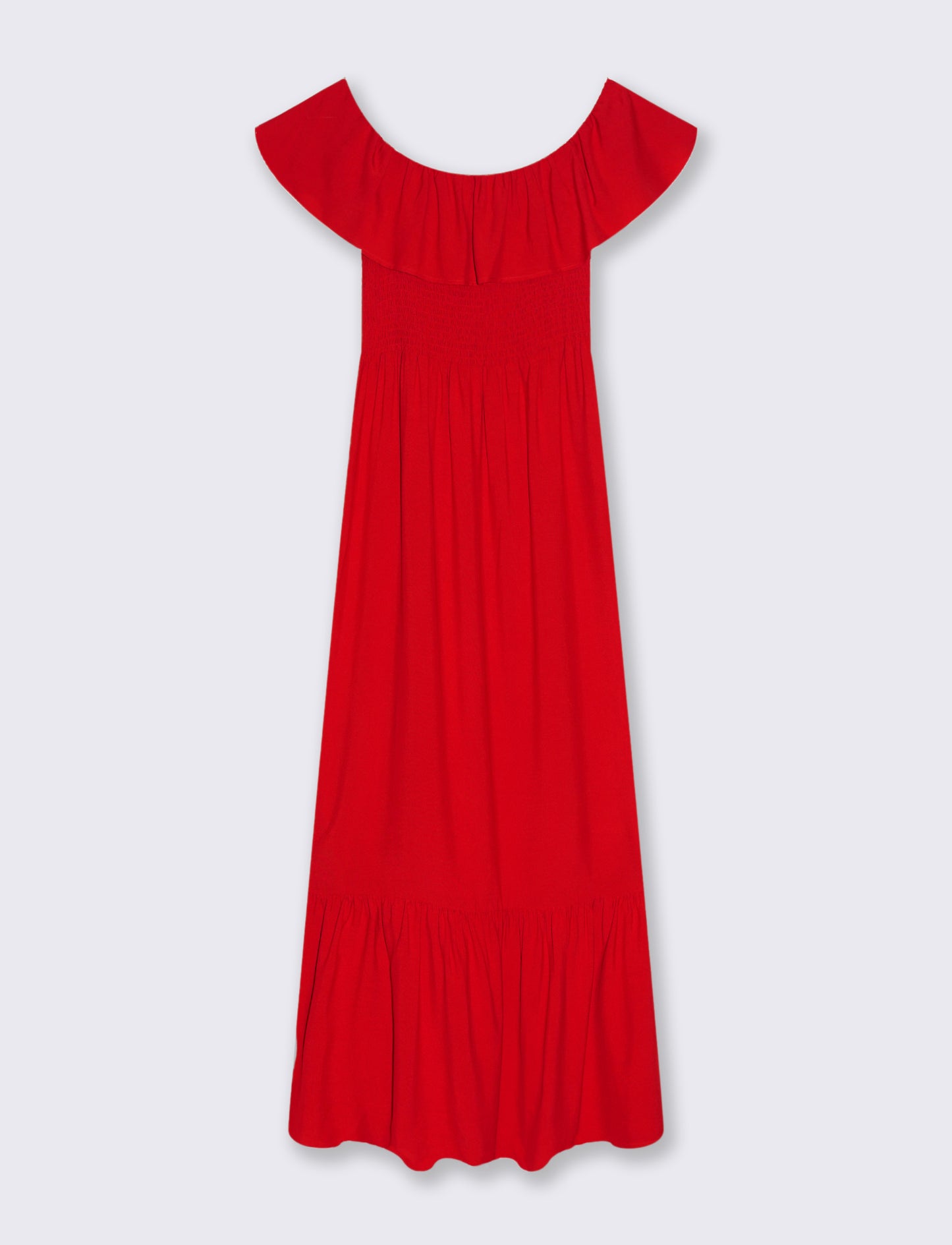 Vestito lungo off shoulder da donna - Rosso scarlatto