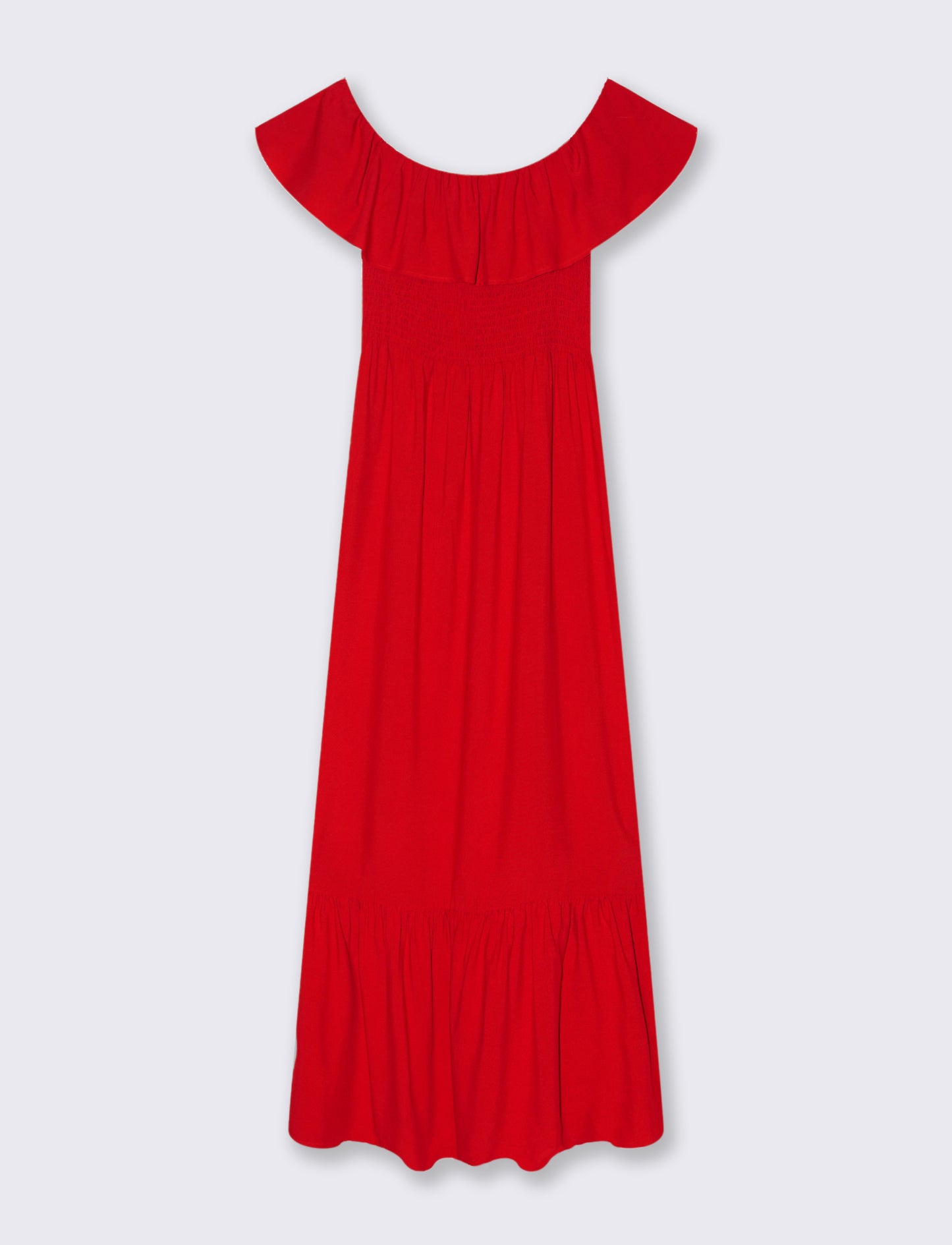Vestito lungo off shoulder da donna - Rosso scarlatto