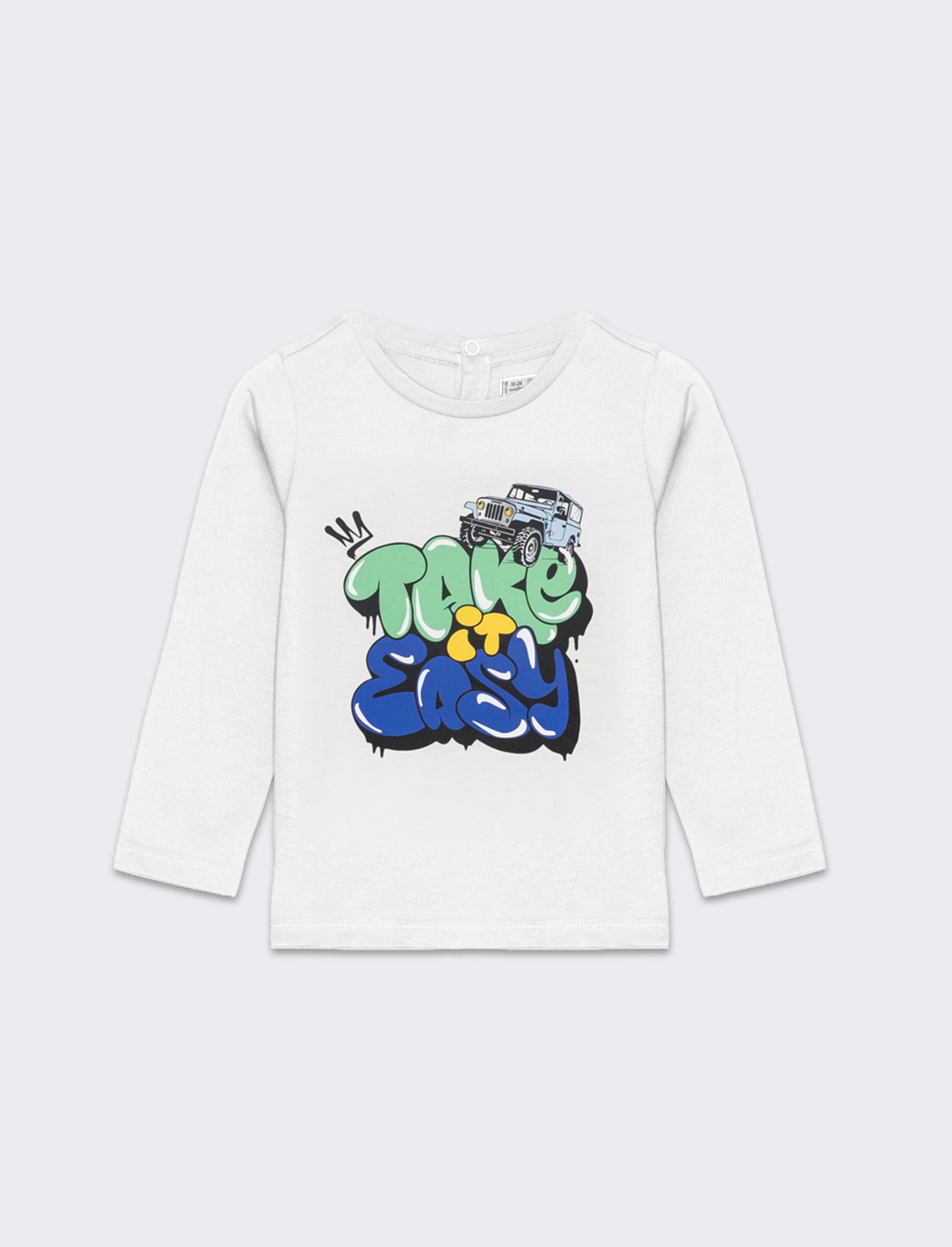 T-shirt manica lunga stampata da neonato - Bianco latte