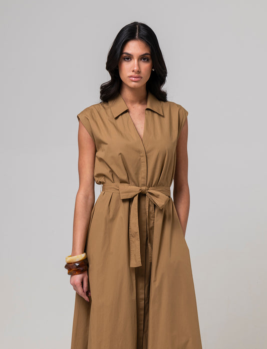Vestito chemisier da donna - Caramello