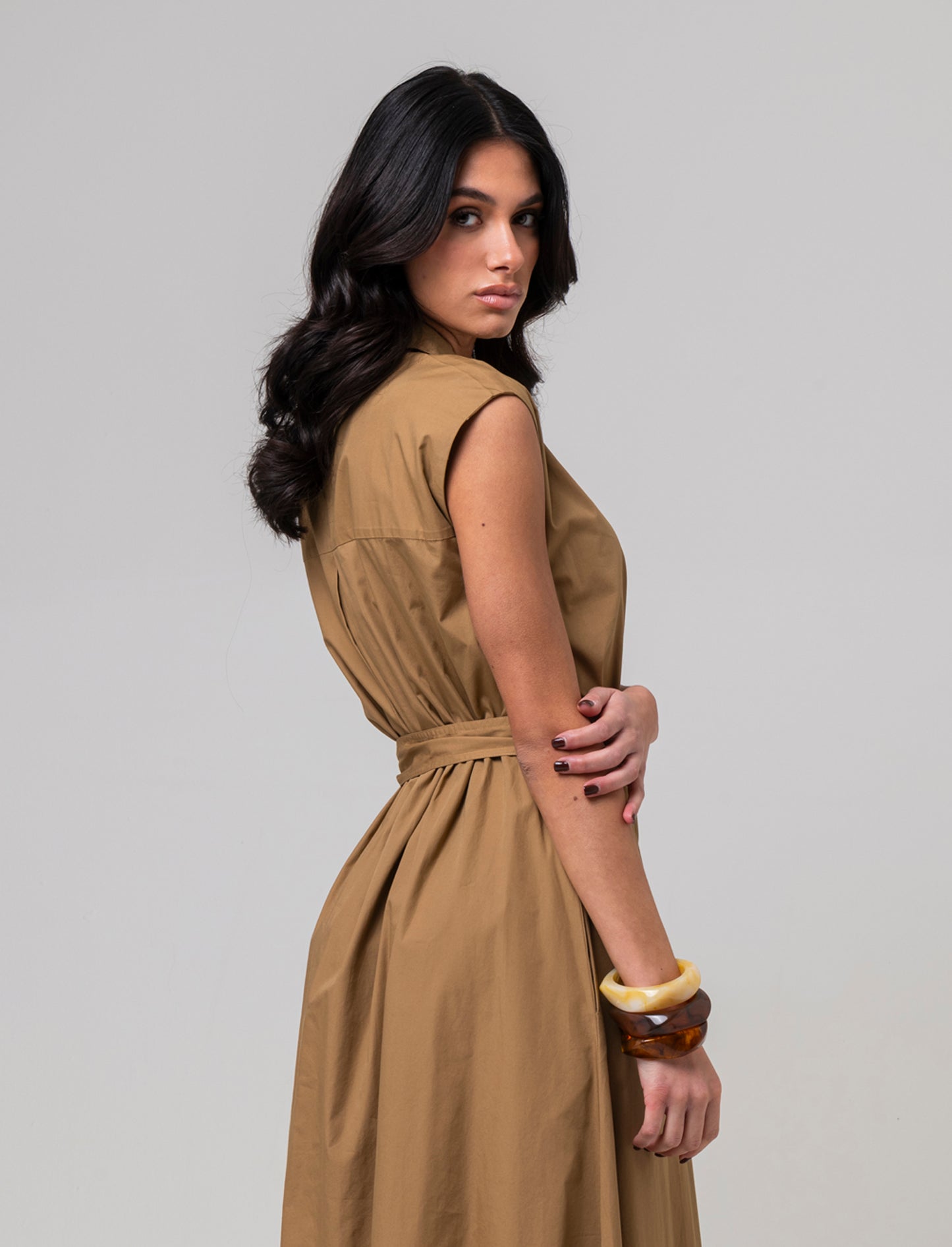 Vestito chemisier da donna - Caramello
