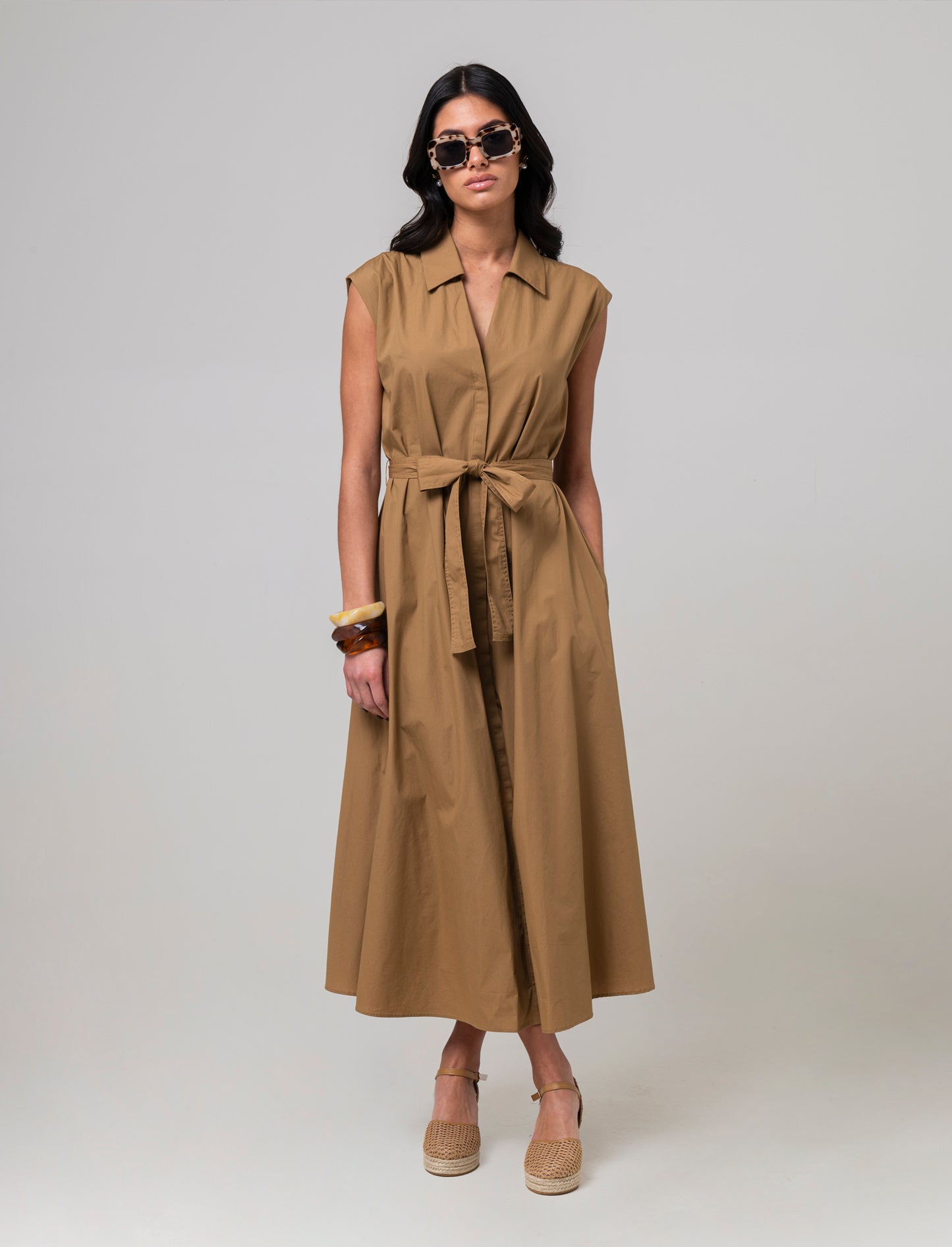 Vestito chemisier da donna - Caramello