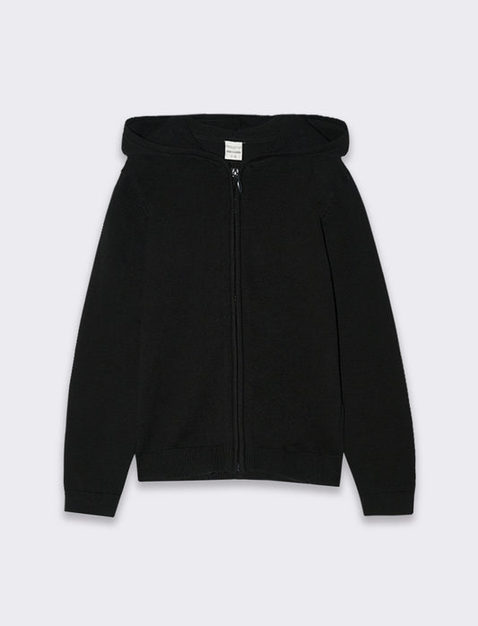 Maglia con zip e cappuccio da bambino - Nero