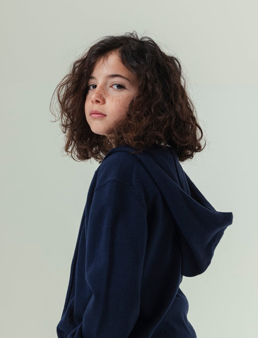 Maglia con zip e cappuccio da bambino - Blu