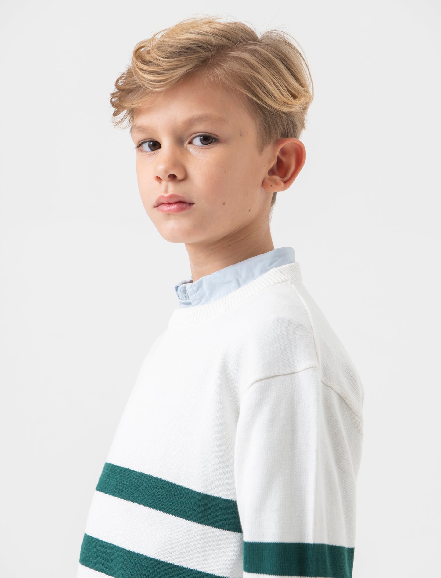 Maglia a righe da bambino - Bianco latte