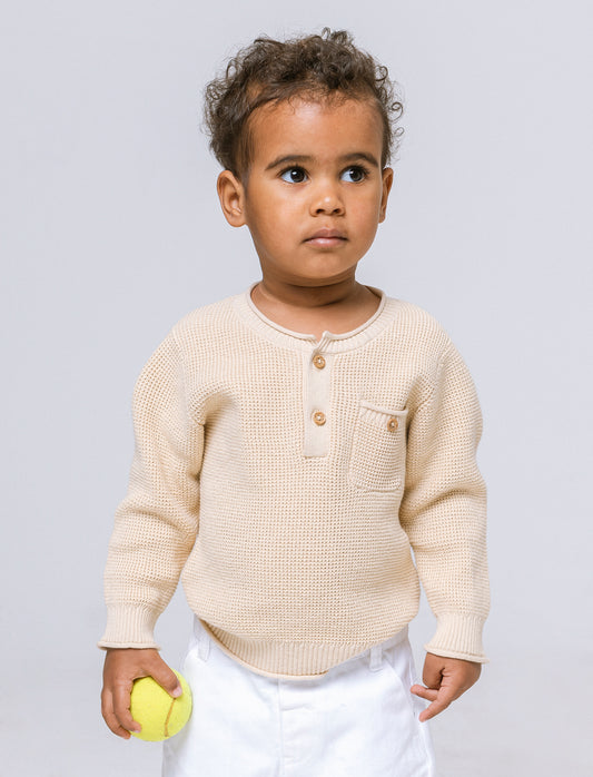 Maglia con taschino da neonato - Beige