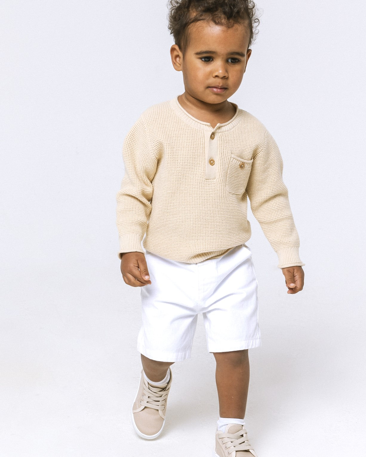 Maglia con taschino da neonato - Beige