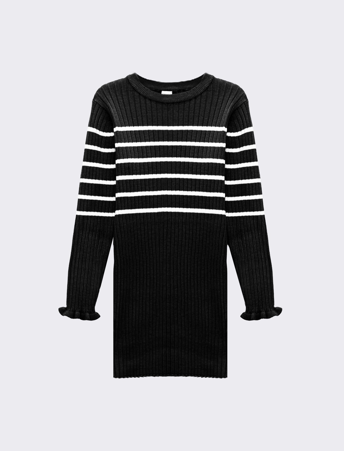 Abito a righe da bambina - Nero