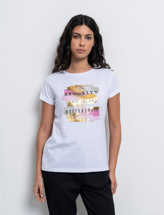 T-shirt stampata da donna - Bianco