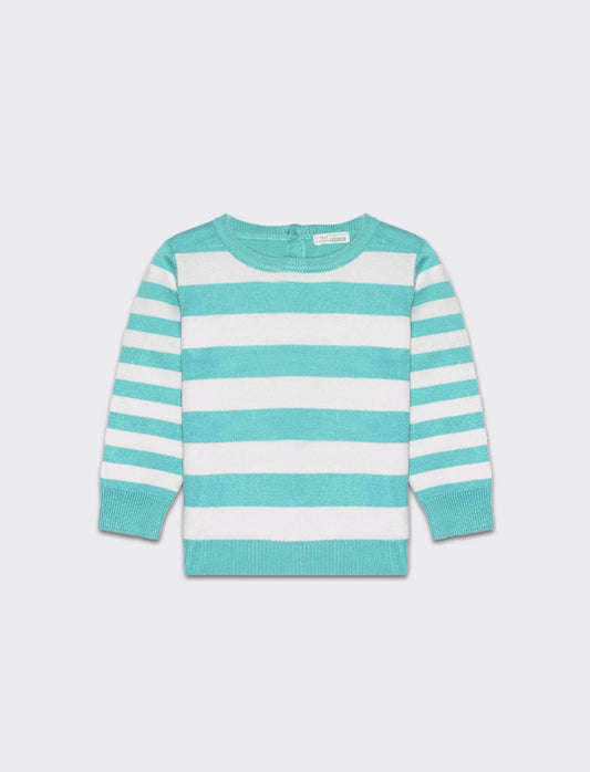 Maglia a righe da neonata - Verde acqua