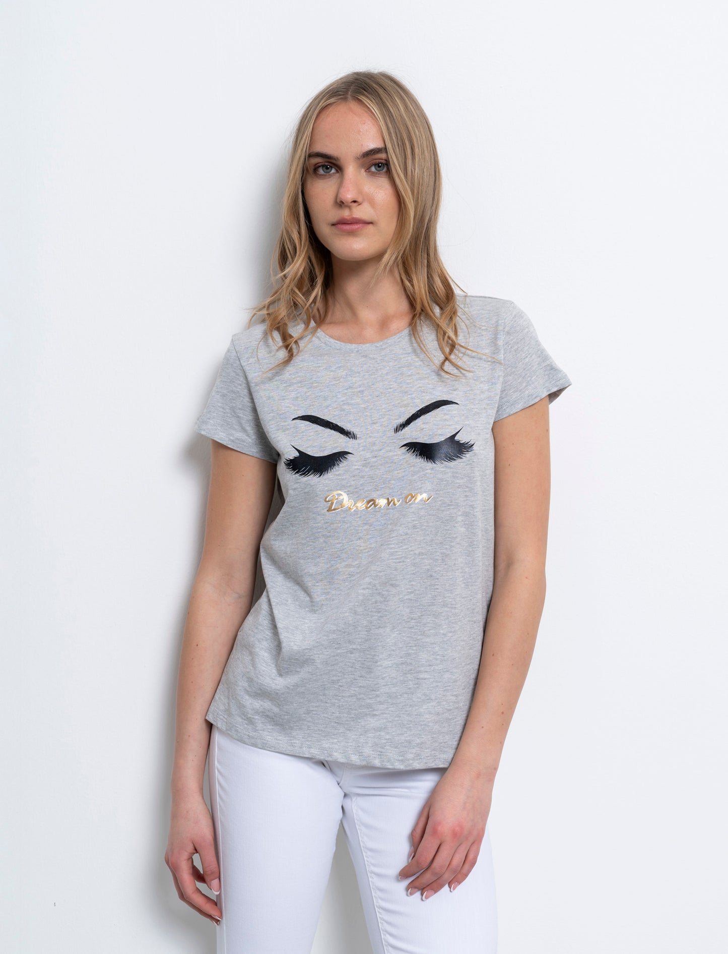 Woman's printed graphic t-shirt for casual wear - Grey