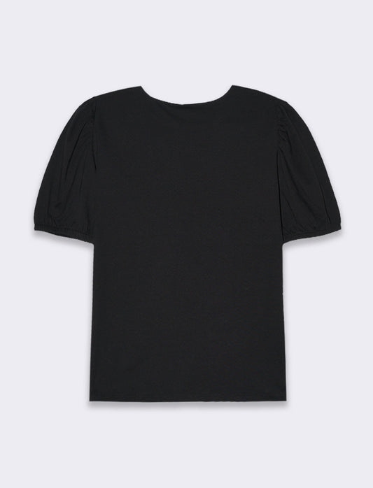 Woman's puff sleeve t-shirt for stylish look - Black