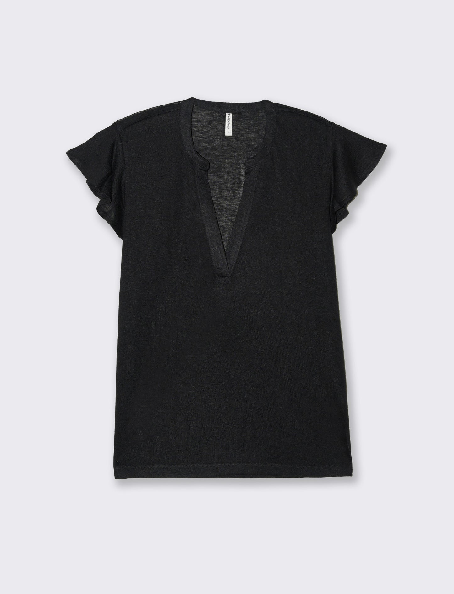 T-shirt scollo a v da donna - Nero