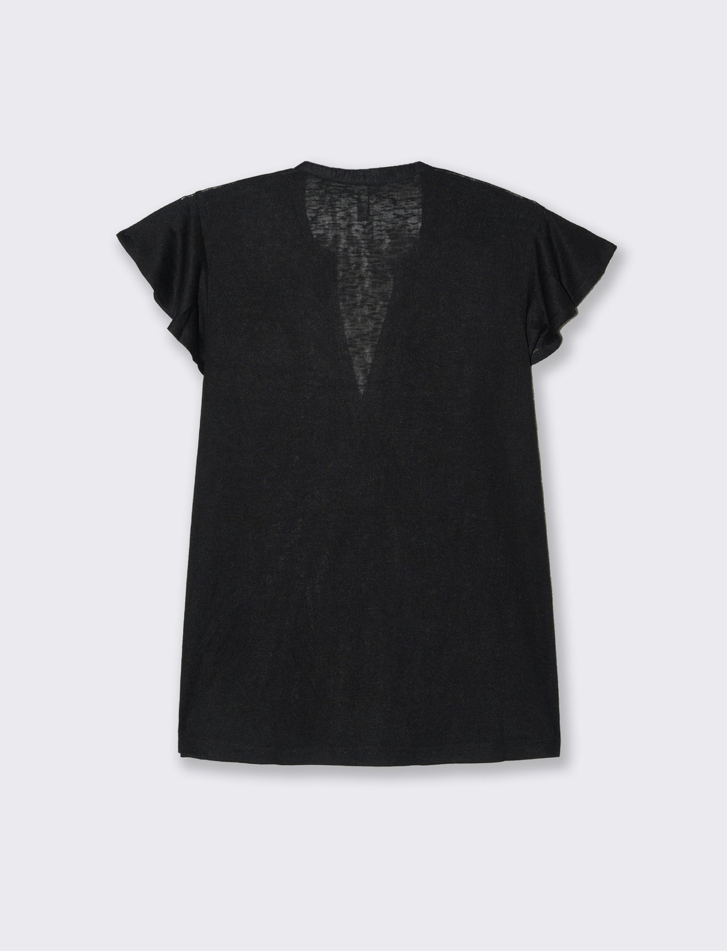 T-shirt scollo a v da donna - Nero