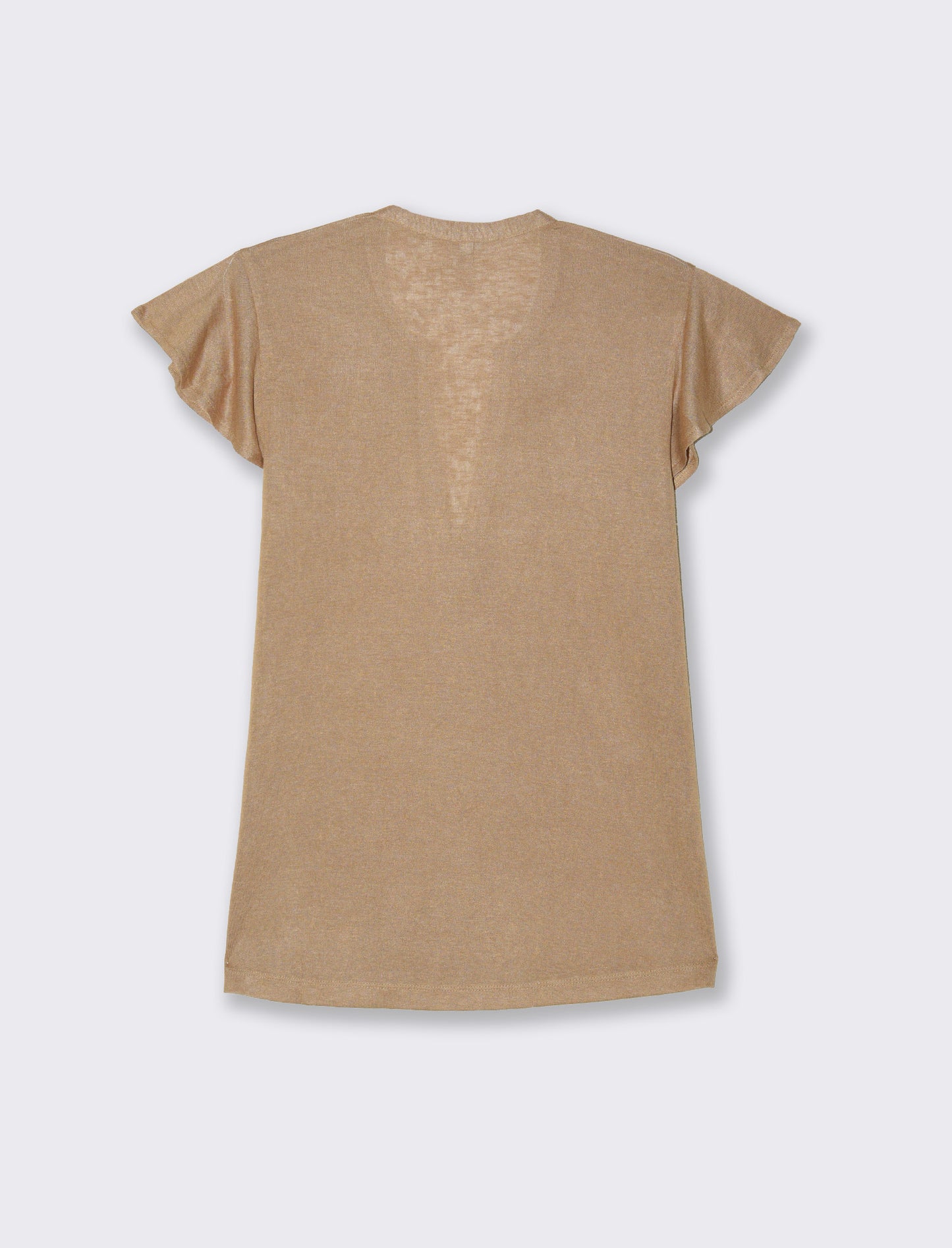 T-shirt scollo a v da donna - Caramello
