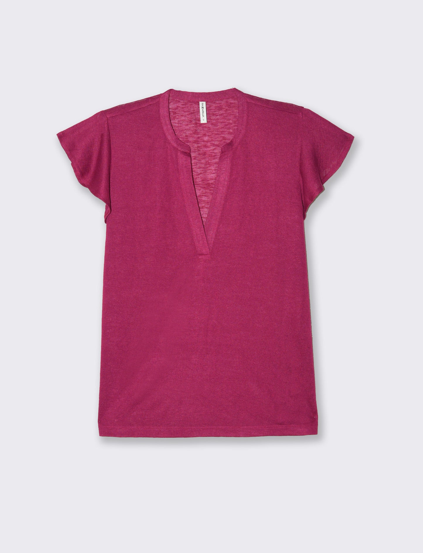 T-shirt scollo a v da donna - Rosso india