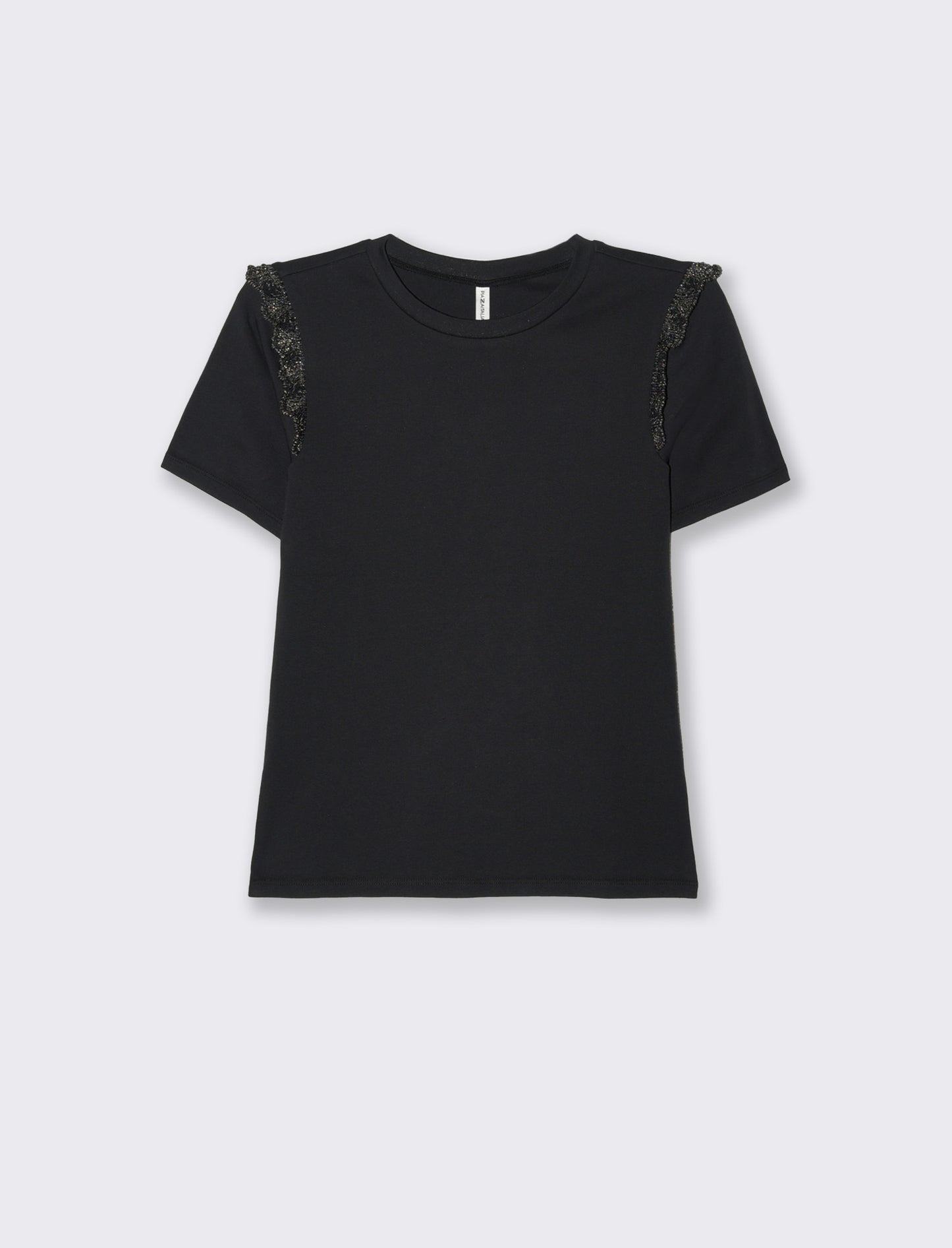 T-shirt con volant da donna - Nero