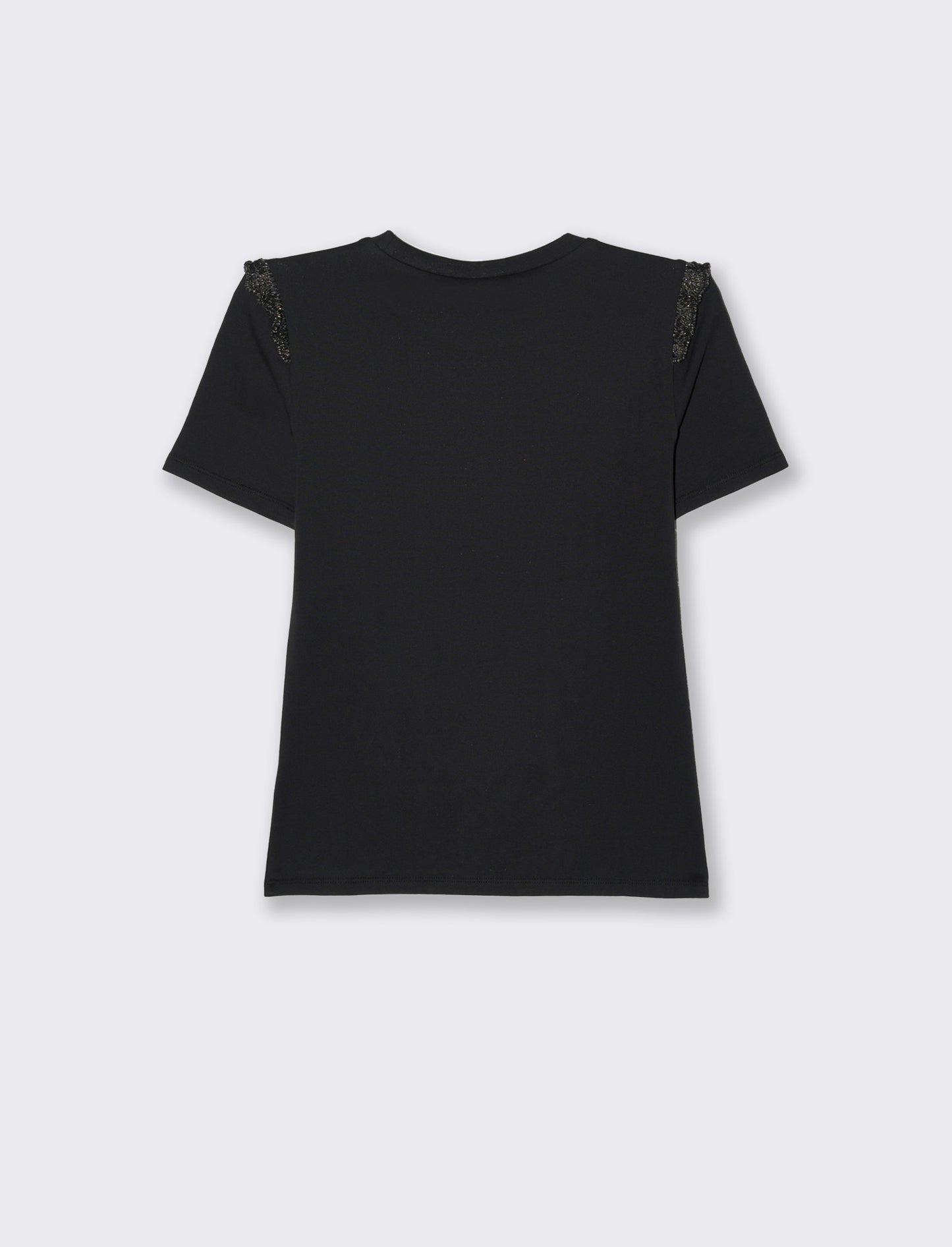 T-shirt con volant da donna - Nero
