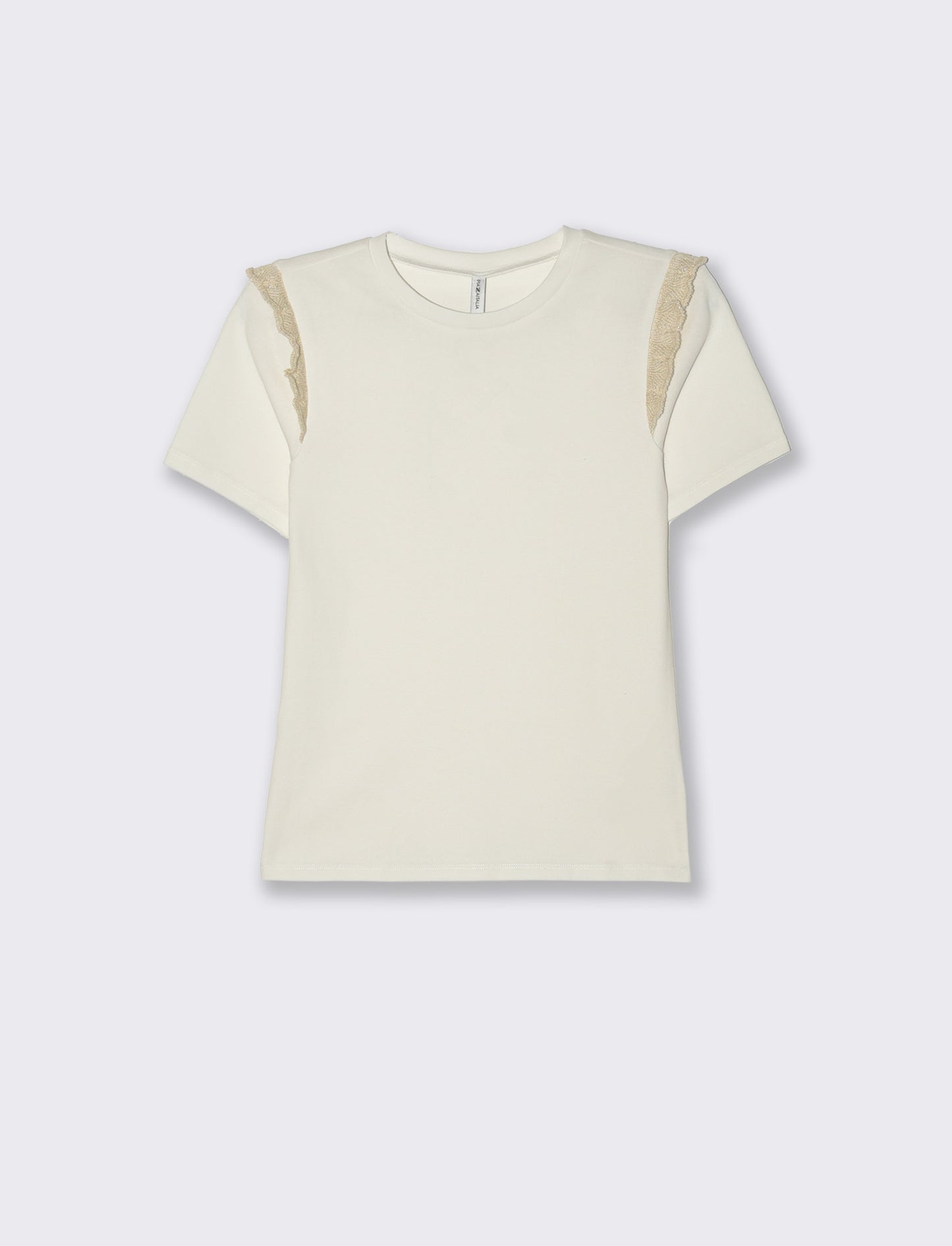 T-shirt con volant da donna - Bianco latte