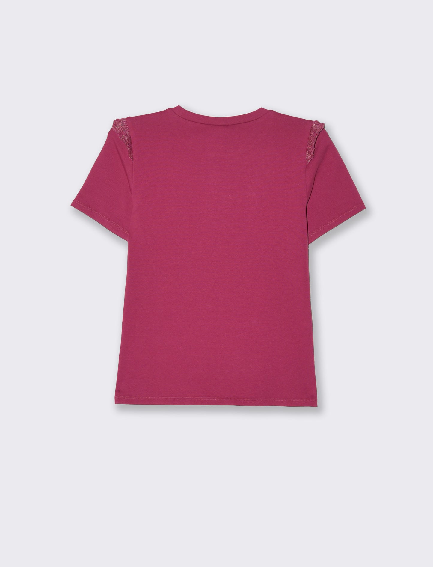 T-shirt con volant da donna - Rosso india