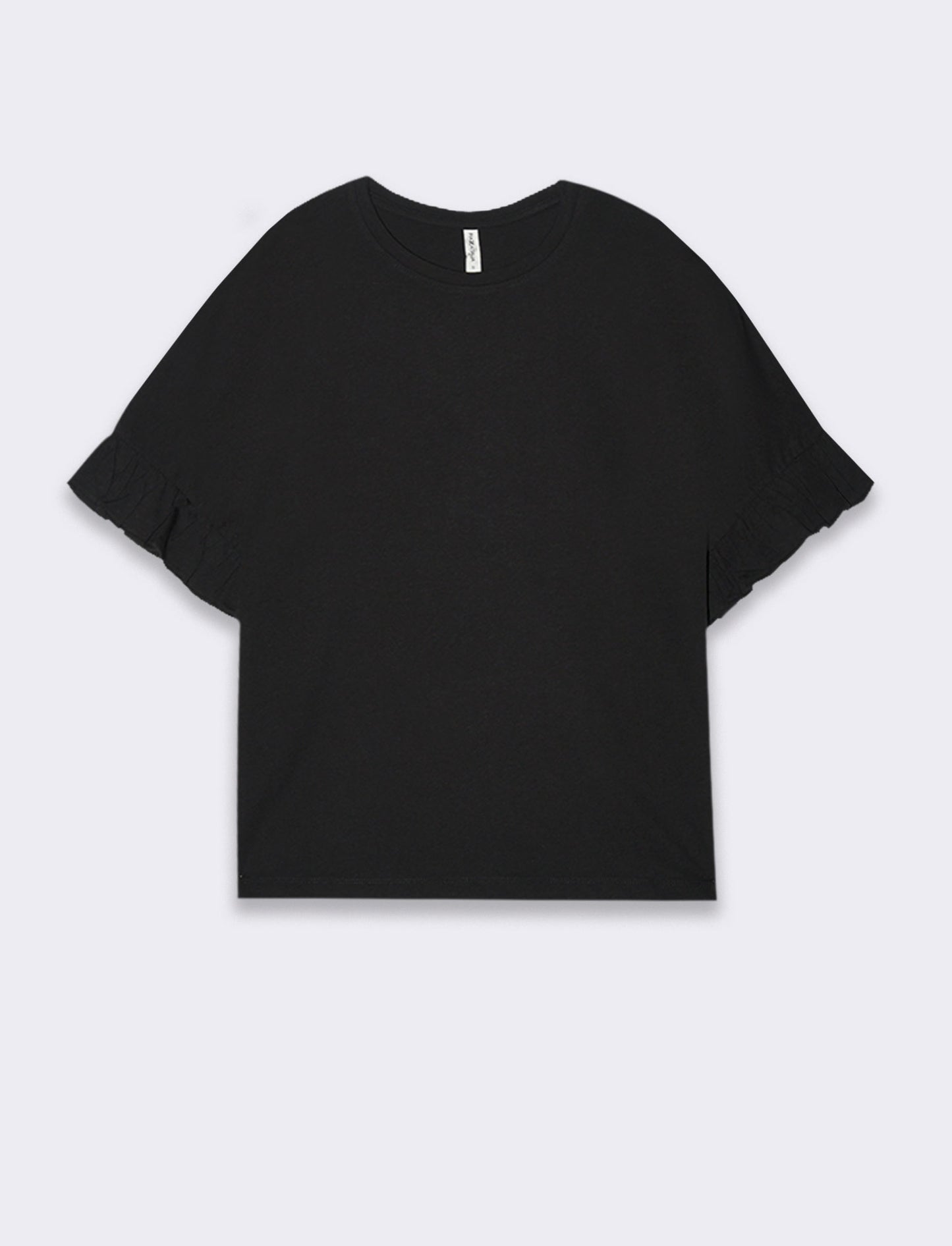 T-shirt con ruches da donna - Nero