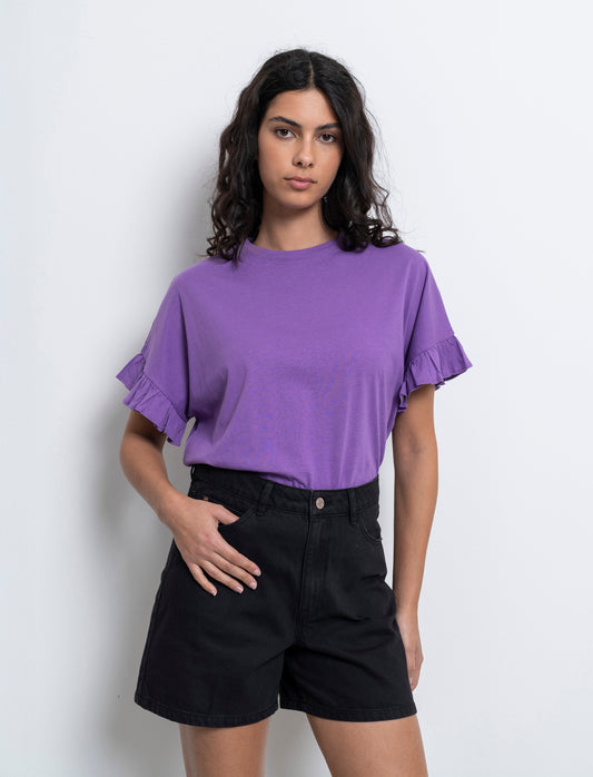 T-shirt con ruches da donna - Porpora