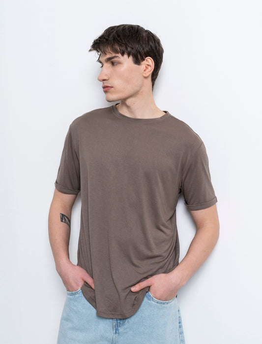 T-shirt loose fit da uomo - Grigio fango