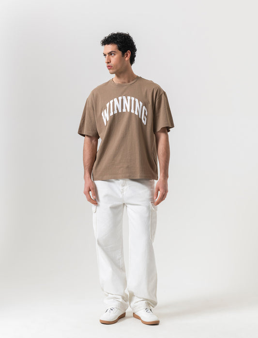 Jeans cargo wide leg fit da uomo - Beige ecru