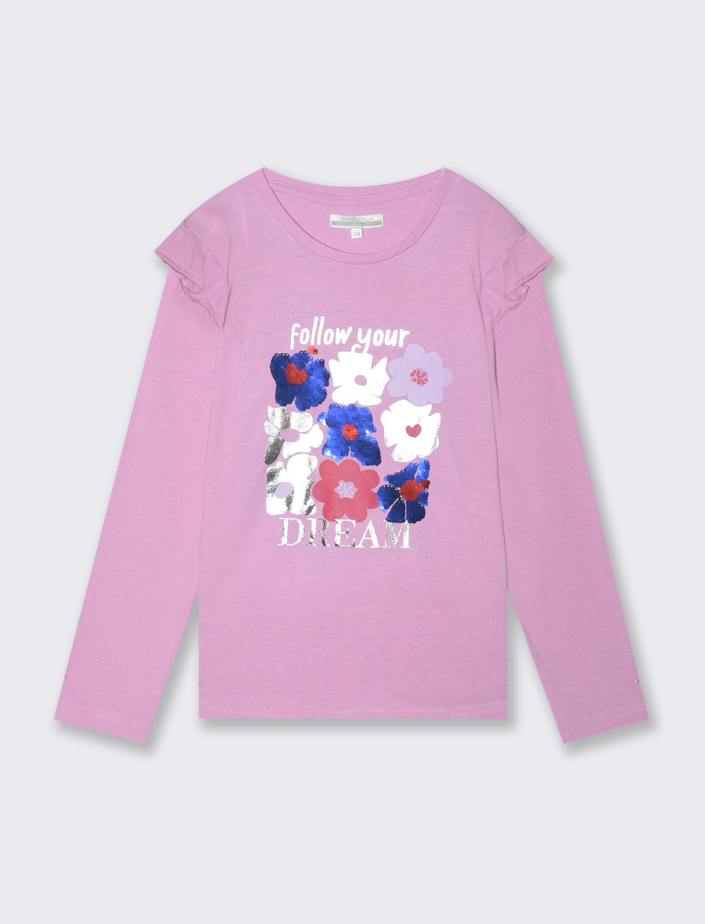 T-shirt con stampa e paillettes da bambina - Rosa