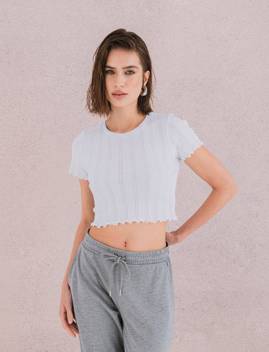 T-shirt crop da donna - Bianco