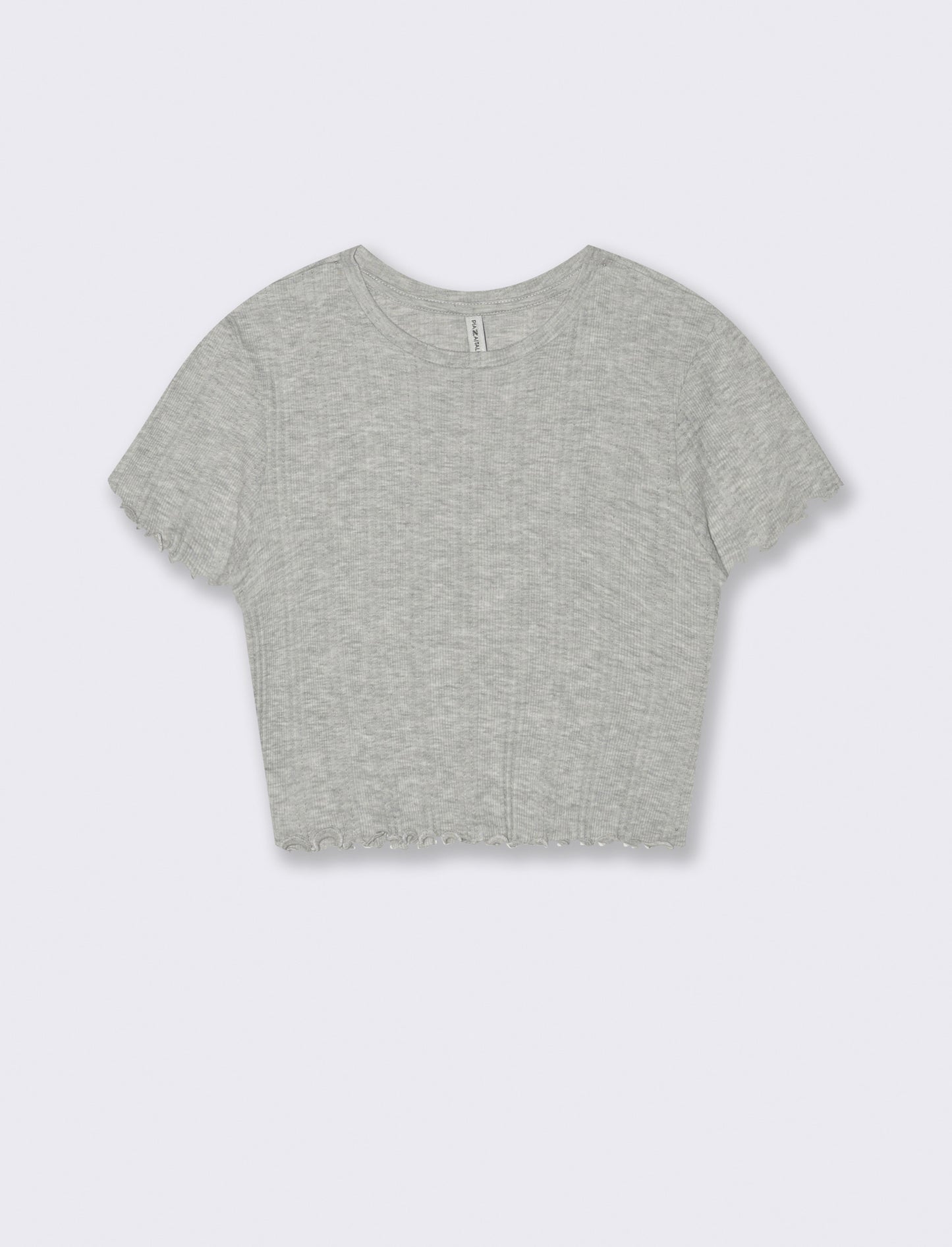 T-shirt crop da donna - Grigio chiaro mel.